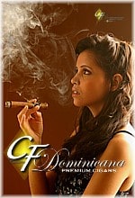 Cigar waitress smoking Churchill cigar